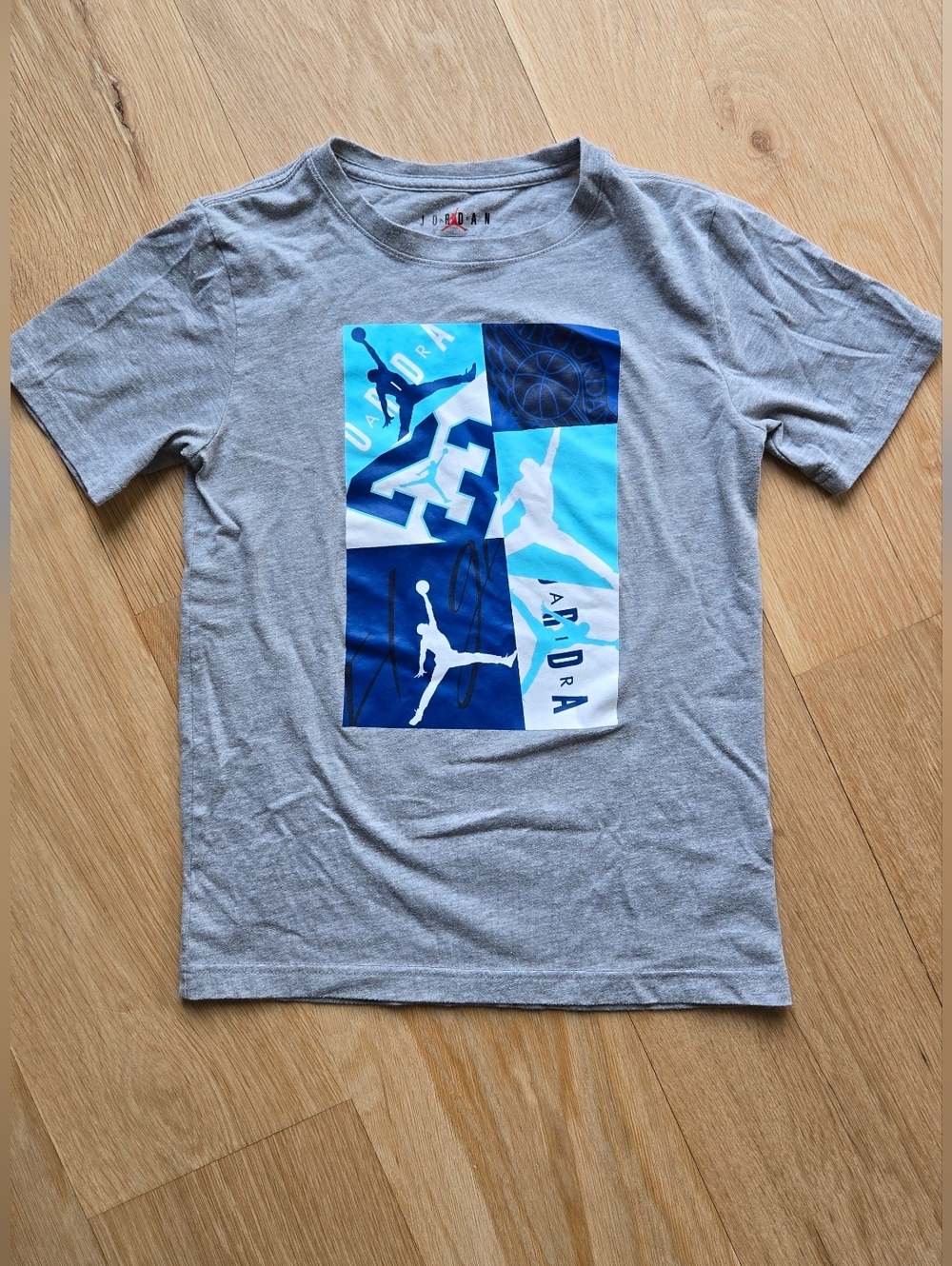 Jordan Gray Tee with Blue Graphic Panel